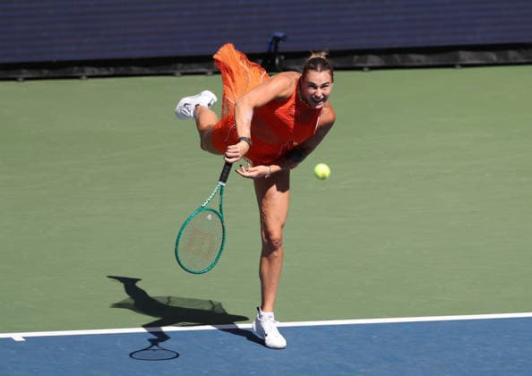 September 5, 2026, New York City, New York, USA: ARYNA SABALENKA during the match against K. Rakhimova of Uzbekistan in the third round of Grand Slam tournament US Open. New York, USA. Sabalenka won 6:3, 6:4. Tennis: US Open - Aryna Sabalenka 6:3, 6:4  - ZUMAc278 20260905_zsp_c278_016 Copyright: xMarcinxCholewinskix