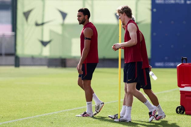 September 5, 2026, Sant Joan Despi, Barcelona, Spain: Eric Garcia and Anthony Gordon during the training day of FC Barcelona, Barca ahead the Spanish League, Laliga EA Sports, football match against Valencia CF at Ciudad Esportiva Joan Gamper on September 05, 2026 in Sant Joan Despi, Barcelona, Spain. FC Barcelona Training And press conference, PK, Pressekonferenz - LaLiga EA Sports - ZUMAa181 20260905_zaa_a181_024 Copyright: xJavierxBorregox