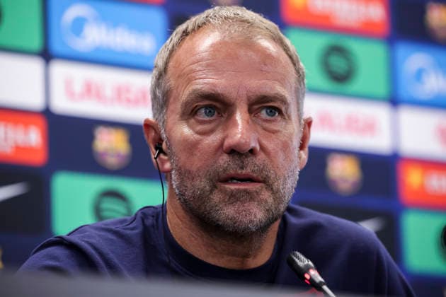 September 5, 2026, Sant Joan Despi, Barcelona, Spain: Hansi Flick, head coach of FC Barcelona, Barca attends his press conference, PK, Pressekonferenz during the training day of FC Barcelona ahead the Spanish League, LaLiga EA Sports, football match against Valencia CF at Ciudad Esportiva Joan Gamper on September 05, 2026 in Sant Joan Despi, Barcelona, Spain. FC Barcelona Training And Press Conference - LaLiga EA Sports - ZUMAa181 20260905_zaa_a181_035 Copyright: xJavierxBorregox