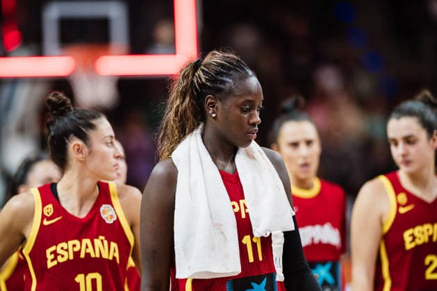 FIBA Women™s Basketball World Cup 2026: Mali vs. Spanien, 05.09.2026 Enttäuschte Gesichter bei Spanien, hier Awa Fam (Spanien, 11); Basketball, FIBA Women™s Basketball World Cup 2026, Gruppenphase, Gruppe A, 2. Spieltag: Mali vs. Spanien am 05.09.2026 in der Max-Schmeling-Halle, Berlin Copyright: xBEAUTIFULxSPORTS Tonhäuserx