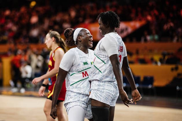 FIBA Women™s Basketball World Cup 2026: Mali vs. Spanien, 05.09.2026 Maimouna Haidara (Mali, 10) jubelt mit Aminata Sangare (Mali, 2); Basketball, FIBA Women™s Basketball World Cup 2026, Gruppenphase, Gruppe A, 2. Spieltag: Mali vs. Spanien am 05.09.2026 in der Max-Schmeling-Halle, Berlin Copyright: xBEAUTIFULxSPORTS Tonhäuserx