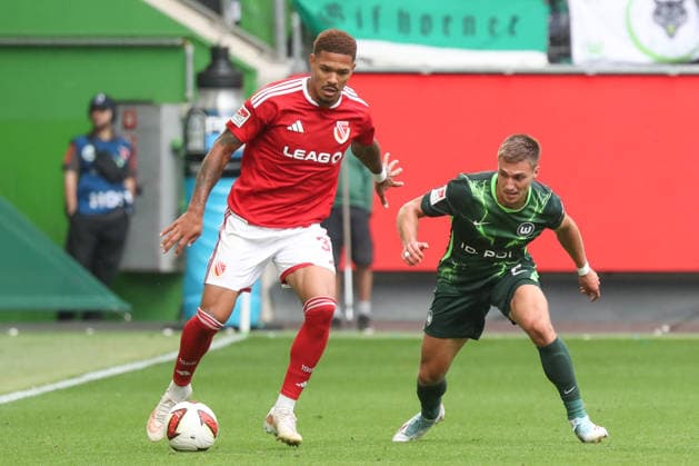 05.09.2026, xgox, Fussball, 2. Bundesliga, VfL Wolfsburg - FC Energie Cottbus v.l. Justin Butler (Cottbus, 31) Kilian Fischer (Wolfsburg, 2) Zweikampf, Duell, Kampf, tackle (DFL DFB REGULATIONS PROHIBIT ANY USE OF PHOTOGRAPHS as IMAGE SEQUENCES and or QUASI-VIDEO) Wolfsburg *** September 5, 2026, xgox, Soccer, 2. Bundesliga, VfL Wolfsburg vs. FC Energie Cottbus: Justin Butler (Cottbus), 31 Kilian Fischer (Wolfsburg), 2 tackle, duel, battle, DFL DFB REGULATIONS PROHIBIT ANY USE OF PHOTOGRAPHS as IMAGE SEQUENCES and or QUASI-VIDEO Wolfsburg