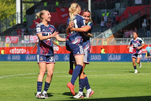 Mainz, Deutschland 05. September 2026: 1. BL Frauen - 2026 2027 - Sp. 3 - 1. FSV Mainz 05 gegen 1. FC Köln Im Bild: Torschützin Vanessa Leimenstoll (1. FC)(3.v.li.) freut sich über ihr Tor zum 0:3. DFL DFB regulations prohibit any use of photographs as image sequences and or quasi-video Bruchwegstadion Rheinland - Pfalz *** Mainz, Germany, September 5, 2026, Women’s Bundesliga 2026–2027, Matchday 3: FSV Mainz 05 vs. 1. FC Köln. Pictured: Goal scorer Vanessa Leimenstoll (1. FC Köln, third from left) celebrates her goal to make it 0–3. DFL and DFB regulations prohibit any use of photographs as image sequences and or quasi-video. Bruchwegstadion, Rhineland-Palatinate Copyright: xFotostandx xRacochax