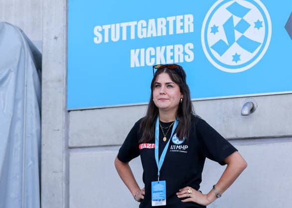 05.09.2026, Deutschland, Stuttgart, Fussball, Regionalliga Südwest, SV Stuttgarter Kickers vs. 1. FSV Mainz 05 II, Jule Giesemann (Kickers Medien und Komunikation)