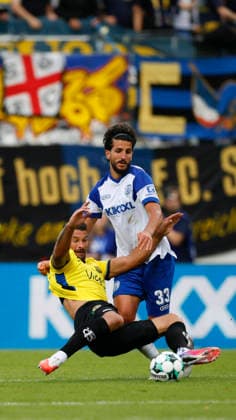 05.09.2026, Hänsch-Arena, Meppen, GER, 3. Liga, 4. Spieltag: Fußball: SV Meppen vs 1. FC Saarbrücken, Stefan Rankic (SV Meppen 33) vs Kai Brünker (1. FC Saarbrücken 9) DFL REGULATIONS PROHIBIT ANY USE OF PHOTOGRAPHS AS IMAGE SEQUENCES AND OR QUASI-VIDEO. Meppen Niedersachsen Hänsch-Arena