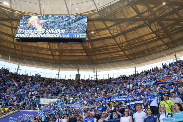 Fanblock TSG Hoffenheim , Deutschland, Fussball, 1. Bundesliga, 2.Spieltag, 2026 2027, TSG Hoffenheim vs. Borussia Dortmund, 05.09.2026, Sinsheim SNP Arena Deutschland *** TSG Hoffenheim Fan Section, Germany, Soccer, Bundesliga 1, Matchday 2, 2026–2027, TSG Hoffenheim vs. Borussia Dortmund, September 5, 2026, Sinsheim SNP Arena, Germany Copyright: xGrantxHubbsx
