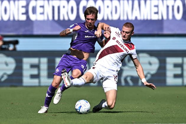Sport Bilder des Tages Mp Firenze 05 09 2026 - campionato di calcio serie A Fiorentina-Torino foto Matteo Papini Image nella foto: Franco Mastantuono-Pietro Comuzzo 
