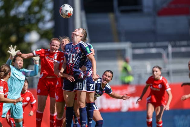 GER, Mainz, FSV Mainz 05 vs 1. FC Köln, Google Pixel Frauen Bundesliga, Fussball, DFB, Spielzeit 2026 2027, Bruchwegstadion, 3. Spieltag im Bild Taylor Ziemer (FC Köln Frauen 18), Kopfball DFB DFL REGULATIONS PROHIBIT ANY USE OF PHOTOGRAPHS AS IMAGE SEQUENCES AND OR QUASI-VIDEO, 05.09.2026 *** GER, Mainz, FSV Mainz 05 vs. 1. FC Köln, Google Pixel Women s Bundesliga, Soccer, DFB, 2026–2027 Season, Bruchwegstadion, Matchday 3 in Pictures: Taylor Ziemer, FC Köln Women’s U-18, header. DFB and DFL regulations prohibit any use of photographs as image sequences and or quasi-video. May 9, 2026 Copyright: HMBxMedia HendrikxHamelau