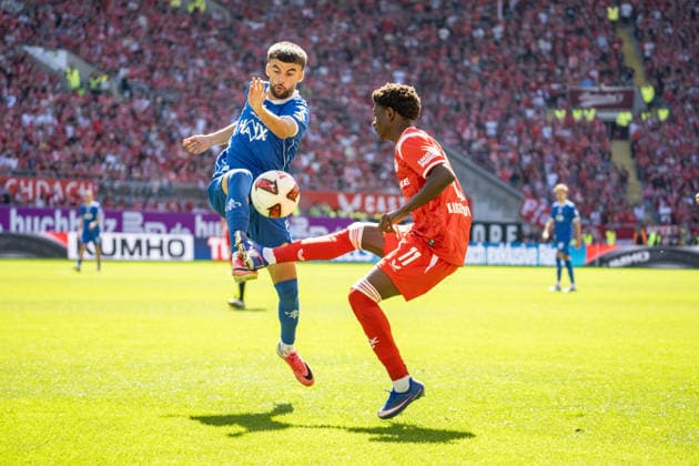 05.09.2026, xdaymx, Fussball 2.Bundesliga, 1.FC Kaiserslautern - SV Darmstadt 98. vl. Ibrahim El Kadiri (Darmstadt 98) und Ibrahim KanatÃ (1.FC Kaiserslautern) im Zweikampf Kaiserslautern *** September 5, 2026, xdaymx, Soccer, 2. Bundesliga, 1. FC Kaiserslautern vs. SV Darmstadt 98; Ibrahim El Kadiri (Darmstadt 98) and Ibrahim Kanat (1. FC Kaiserslautern) in a tackle; Kaiserslautern