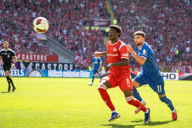05.09.2026, xdaymx, Fussball 2.Bundesliga, 1.FC Kaiserslautern - SV Darmstadt 98. vl. Ibrahim KanatÃ (1.FC Kaiserslautern) im Zweikampf mit Ibrahim El Kadiri (Darmstadt 98) Kaiserslautern *** September 5, 2026, xdaymx, Soccer, 2. Bundesliga, 1. FC Kaiserslautern vs. SV Darmstadt 98, Ibrahim Kanat, 1. FC Kaiserslautern in a tackle with Ibrahim El Kadiri, Darmstadt 98, Kaiserslautern