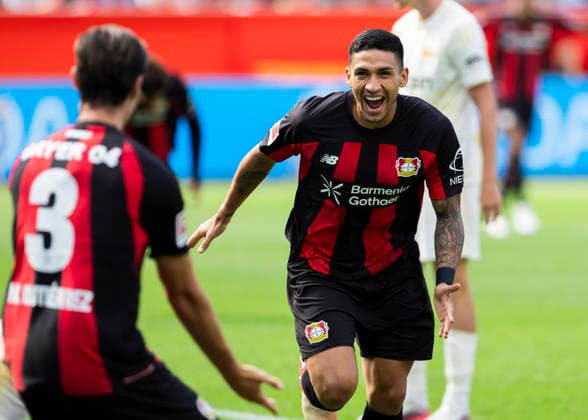 Leverkusen, Bayarena, 05.09.2026: Ezequiel Fernandez of Leverkusen celebrates scoring the 1:0 goal during 1.Bundesliga Bayer 04 Leverkusen vs. FC Union Berlin. *** Leverkusen, Bayarena, September 5, 2026: Ezequiel Fernandez of Leverkusen celebrates scoring the 1-0 goal during the Bundesliga match between Bayer 04 Leverkusen and FC Union Berlin