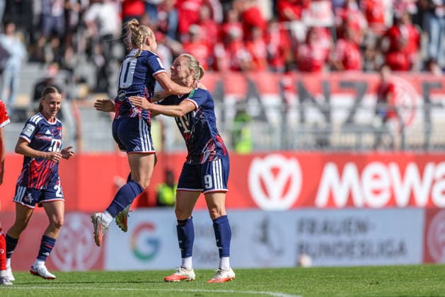 GER, Mainz, FSV Mainz 05 vs 1. FC Köln, Google Pixel Frauen Bundesliga, Fussball, DFB, Spielzeit 2026 2027, Bruchwegstadion, 3. Spieltag im Bild: Weronika Zawistowska (FC Köln Frauen 10) erzielt das 4:0, Tor, Jubel und Freude, Emotionen mit Pauline Bremer (FC Köln Frauen 9) DFB DFL REGULATIONS PROHIBIT ANY USE OF PHOTOGRAPHS AS IMAGE SEQUENCES AND OR QUASI-VIDEO, 05.09.2026 *** GER, Mainz, FSV Mainz 05 vs. 1. FC Köln, Google Pixel Women s Bundesliga, Soccer, DFB, 2026–2027 Season, Bruchwegstadion, Matchday 3 in pictures: Weronika Zawistowska of FC Köln Women 10 scores the 4–0 goal, Celebration and joy, emotions with Pauline Bremer (FC Köln Women No. 9). DFB and DFL regulations prohibit any use of photographs as image sequences and or quasi-video. September 5, 2026 Copyright: HMBxMedia HendrikxHamelau