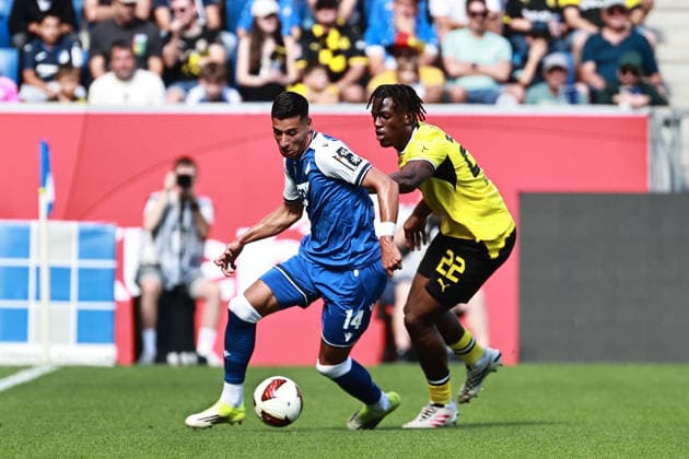 05.09.2026, xtvx, Fussball 1.Bundesliga, TSG 1899 Hoffenheim - Borussia Dortmund v.l. Zweikampf, Duell, duel, tackle, compete Adam Daghim (TSG 1899 Hoffenheim) Joane Gadou (Borussia Dortmund) (DFL DFB REGULATIONS PROHIBIT ANY USE OF PHOTOGRAPHS as IMAGE SEQUENCES and or QUASI-VIDEO) Sinsheim *** September 5, 2026, xtvx, Soccer, Bundesliga 1, TSG 1899 Hoffenheim vs. Borussia Dortmund, l Tackle, duel, tackle, compete Adam Daghim TSG 1899 Hoffenheim Joane Gadou Borussia Dortmund DFL DFB REGULATIONS PROHIBIT ANY USE OF PHOTOGRAPHS AS IMAGE SEQUENCES AND OR QUASI-VIDEO Sinsheim
