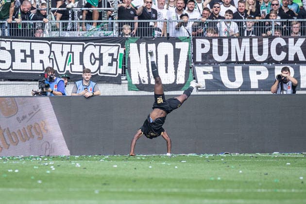 Fussball Bundesliga, Borussia Mönchengladbach vs. SV Elversberg, 05.09.2026 David Ngabi Mokwa (SV Elversberg 42) bejubelt sein 1:1 -- Fussball Bundesliga, Borussia Mönchengladbach vs. SV Elversberg, 05.09.2026, ista Borussia Park, Mönchengladbach -- DFL REGULATIONS PROHIBIT ANY USE OF PHOTOGRAPHS AS IMAGE SEQUENCES AND OR Q‹UASI-VIDEO. *** German Bundesliga, Borussia Mönchengladbach vs. SV Elversberg, September 5, 2026 David Ngabi Mokwa (SV Elversberg, 42) celebrates his 1-1 goal German Bundesliga, Borussia Mönchengladbach vs. SV Elversberg, September 5, 2026, ista Borussia Park, Mönchengladbach DFL REGULATIONS PROHIBIT ANY USE OF PHOTOGRAPHS AS IMAGE SEQUENCES AND OR QUASI-VIDEO Copyright: xBEAUTIFULxSPORTS Derixx