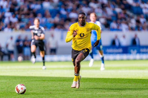 1. Bundesliga, 2. Spieltag, TSG 1899 Hoffenheim vs. Borussia Dortmund am 05.09.2026 Serhou Guirassy WICHTIGER HINWEIS: Gemäß den Vorgaben der DFL und des DFB ist es untersagt, in dem Stadion und oder vom Spiel angefertigte Fotoaufnahmen in Form von Sequenzbildern und oder videoähnlichen Fotostrecken zu verwerten bzw. verwerten zu lassen. *** Bundesliga 1, Matchday 2, TSG 1899 Hoffenheim vs. Borussia Dortmund on September 5, 2026, Serhou Guirassy IMPORTANT NOTICE: In accordance with DFL and DFB regulations, it is prohibited to use or allow the use of photographs taken in the stadium and or during the match in the form of sequential images and or video-like photo series Copyright: xBahhoxKarax