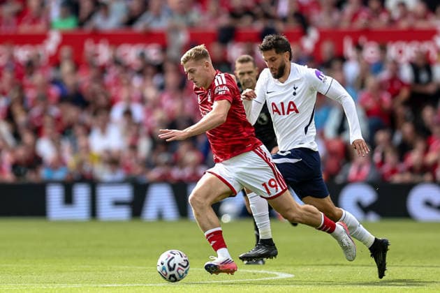Nottingham Forest v Tottenham Hotspur, Premier League Nottingham Forest forward Liam Delap (19) in action during the Premier League match between Nottingham Forest and Tottenham Hotspur at the City Ground, Nottingham, UK on 5 September 2026. Nottingham City Ground Nottinghamshire UK Editorial use only DataCo restrictions apply See www.football-dataco.com , Copyright: xManjitxNarotrax PSI-24805-0020