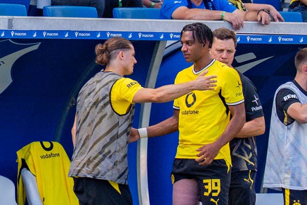 1. Bundesliga, 2. Spieltag, TSG 1899 Hoffenheim vs. Borussia Dortmund am 05.09.2026 Filippo Mane mit einer Verletzung und Auswechselung verletzt sich mit Marcel Sabitzer WICHTIGER HINWEIS: Gemäß den Vorgaben der DFL und des DFB ist es untersagt, in dem Stadion und oder vom Spiel angefertigte Fotoaufnahmen in Form von Sequenzbildern und oder videoähnlichen Fotostrecken zu verwerten bzw. verwerten zu lassen. *** Bundesliga 1, Matchday 2, TSG 1899 Hoffenheim vs. Borussia Dortmund on September 5, 2026. Filippo Mane, who was injured and substituted, is injured alongside Marcel Sabitzer. IMPORTANT NOTICE: In accordance with DFL and DFB regulations, it is prohibited to use or allow the use of photographs taken in the stadium and or during the game in the form of sequential images and or video-like photo series Copyright: xBahhoxKarax