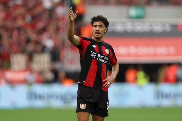 Ibrahim Maza (Bayer 04 Leverkusen) gestikuliert, Gestik waehrend des Spiels der 1. Bundesliga zwischen Bayer 04 Leverkusen und 1. FC Union Berlin, BayArena am 05. September 2026 in Leverkusen, Deutschland. (Foto von Oliver Kaelke DeFodi Images) +++ Ibrahim Maza (Bayer 04 Leverkusen) gestures during the Bundesliga match between Bayer 04 Leverkusen and 1. FC Union Berlin at BayArena on September 5, 2026 in Leverkusen, Germany. (Photo by Oliver Kaelke DeFodi Images) DFB DFL REGULATIONS PROHIBIT ANY USE OF PHOTOGRAPHS AS IMAGE SEQUENCES AND OR QUASI-VIDEO. (Photo by Oliver Kaelke DeFodi Images) - *** Ibrahim Maza of Bayer 04 Leverkusen gestures during the Bundesliga match between Bayer 04 Leverkusen and 1. FC Union Berlin, BayArena on September 5, 2026, in Leverkusen, Germany. Photo by Oliver Kaelke, DeFodi Images. Ibrahim Maza of Bayer 04 Leverkusen gestures during the Bundesliga match between Bayer 04 Leverkusen and 1 FC Union Berlin at BayArena on September 5, 2026 in Leverkusen, Germany. Photo by Oliver Kaelke, DeFodi Images. DFB and DFL regulations prohibit any use of photographs as image sequences and or quasi-video. Photo by Oliver Kaelke, DeFodi Images.