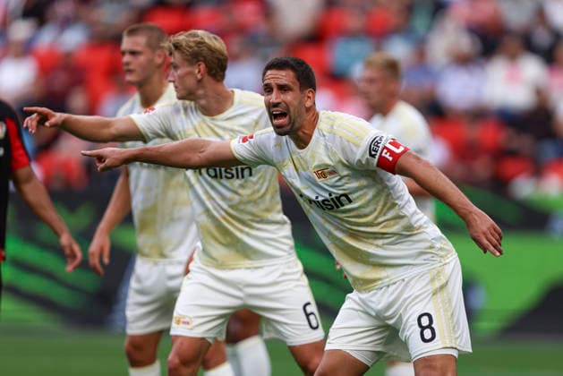 Rani Khedira (1.FC Union Berlin) gestikuliert, Gestik waehrend des Spiels der 1. Bundesliga zwischen Bayer 04 Leverkusen und 1. FC Union Berlin, BayArena am 05. September 2026 in Leverkusen, Deutschland. (Foto von Oliver Kaelke DeFodi Images) +++ Rani Khedira (1.FC Union Berlin) gestures during the Bundesliga match between Bayer 04 Leverkusen and 1. FC Union Berlin at BayArena on September 5, 2026 in Leverkusen, Germany. (Photo by Oliver Kaelke DeFodi Images) DFB DFL REGULATIONS PROHIBIT ANY USE OF PHOTOGRAPHS AS IMAGE SEQUENCES AND OR QUASI-VIDEO. (Photo by Oliver Kaelke DeFodi Images) - *** Rani Khedira of 1. FC Union Berlin gestures during the Bundesliga match between Bayer 04 Leverkusen and 1. FC Union Berlin, BayArena on September 5, 2026, in Leverkusen, Germany. Photo by Oliver Kaelke, DeFodi Images. Rani Khedira of 1. FC Union Berlin gestures during the Bundesliga match between Bayer 04 Leverkusen and 1. FC Union Berlin at BayArena on September 5, 2026 in Leverkusen, Germany. Photo by Oliver Kaelke, DeFodi Images. DFB and DFL regulations prohibit any use of photographs as image sequences and or quasi-video. Photo by Oliver Kaelke, DeFodi Images.