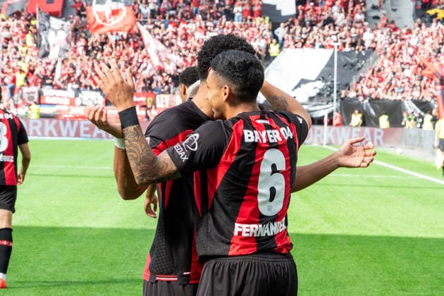Deutschland: 1. Bundesliga 2026 2027, 2. Spieltag, Bayer 04 Leverkusen vs 1.FC Union Berlin, Samstag, 05.09.2026 BayArena-Stadion (Leverkusen-Nordrhein-Westfalen): Tor und Torjubel zum 1:0 durch Ezequiel Fernandez (Bayer 04 Leverkusen, 6). Freude, Emotionen, Jubel Leverkusen BayArena-Stadion Deutschland *** Germany 1 Bundesliga 2026–2027, Matchday 2, Bayer 04 Leverkusen vs. 1. FC Union Berlin, Saturday, September 5, 2026, BayArena Stadium, Leverkusen, North Rhine-Westphalia; Goal and goal celebration for the 1-0 score by Ezequiel Fernandez of Bayer 04 Leverkusen; 6: Joy, emotions, celebration; Leverkusen, BayArena Stadium, Germany Copyright: xOrhanxHabashx