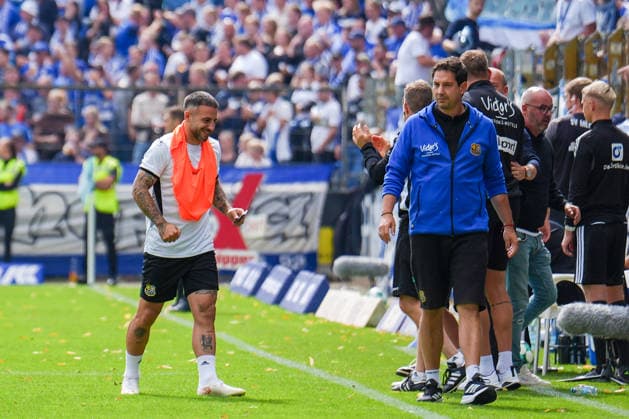 Deutschland: Fussball, 3. Liga, 4. Spieltag, Hänsch-Arena, SV Meppen vs. 1. FC Saarbrücken: Jubel zum 0:2 von Saarbrücken, Torschütze Florian Pick (1. FC Saarbrücken, 20) Copyright: xMichelxWittex