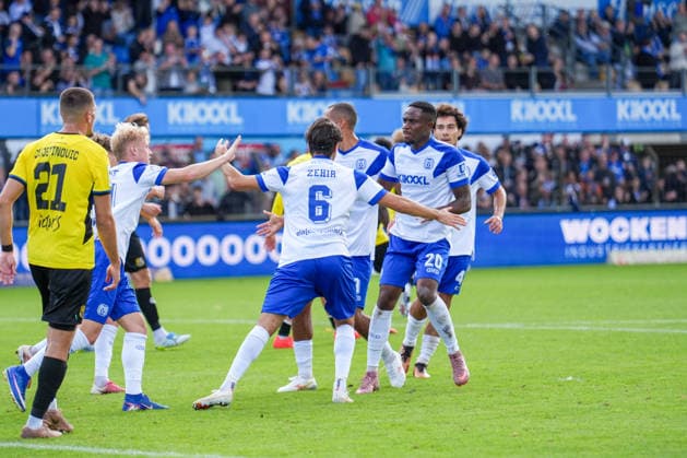 Deutschland: Fussball, 3. Liga, 4. Spieltag, Hänsch-Arena, SV Meppen vs. 1. FC Saarbrücken: Ersin Zehir (SV Meppen, 6) Tor zum Anschluss, Jubel Copyright: xMichelxWittex