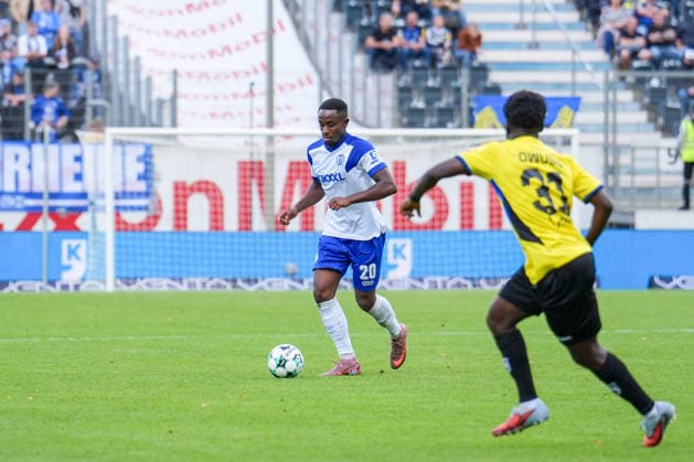 Deutschland: Fussball, 3. Liga, 4. Spieltag, Hänsch-Arena, SV Meppen vs. 1. FC Saarbrücken: Nikell Touglo (SV Meppen, 20) Copyright: xMichelxWittex