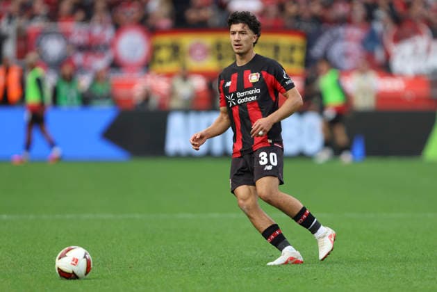 Ibrahim Maza (Bayer 04 Leverkusen) in Aktion, am Ball, Einzelaktion waehrend des Spiels der 1. Bundesliga zwischen Bayer 04 Leverkusen und 1. FC Union Berlin, BayArena am 05. September 2026 in Leverkusen, Deutschland. (Foto von Oliver Kaelke DeFodi Images) +++ Ibrahim Maza (Bayer 04 Leverkusen) controls the ball during the Bundesliga match between Bayer 04 Leverkusen and 1. FC Union Berlin at BayArena on September 5, 2026 in Leverkusen, Germany. (Photo by Oliver Kaelke DeFodi Images) DFB DFL REGULATIONS PROHIBIT ANY USE OF PHOTOGRAPHS AS IMAGE SEQUENCES AND OR QUASI-VIDEO. (Photo by Oliver Kaelke DeFodi Images) - *** Ibrahim Maza of Bayer 04 Leverkusen in action, on the ball, making a solo run during the Bundesliga match between Bayer 04 Leverkusen and 1. FC Union Berlin, BayArena on September 5, 2026, in Leverkusen, Germany. Photo by Oliver Kaelke, DeFodi Images. Ibrahim Maza of Bayer 04 Leverkusen controls the ball during the Bundesliga match between Bayer 04 Leverkusen and 1. FC Union Berlin at BayArena on September 5, 2026 in Leverkusen, Germany. Photo by Oliver Kaelke, DeFodi Images. DFB and DFL regulations prohibit any use of photographs as image sequences and or quasi-video. Photo by Oliver Kaelke, DeFodi Images.