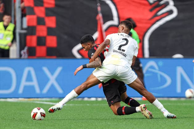 Felix Uduokhai (1.FC Union Berlin) und Equi Fernandez (Bayer 04 Leverkusen) im Zweikampf waehrend des Spiels der 1. Bundesliga zwischen Bayer 04 Leverkusen und 1. FC Union Berlin, BayArena am 05. September 2026 in Leverkusen, Deutschland. (Foto von Oliver Kaelke DeFodi Images) +++ Felix Uduokhai (1.FC Union Berlin) und Equi Fernandez (Bayer 04 Leverkusen) battle for the ball during the Bundesliga match between Bayer 04 Leverkusen and 1. FC Union Berlin at BayArena on September 5, 2026 in Leverkusen, Germany. (Photo by Oliver Kaelke DeFodi Images) DFB DFL REGULATIONS PROHIBIT ANY USE OF PHOTOGRAPHS AS IMAGE SEQUENCES AND OR QUASI-VIDEO. (Photo by Oliver Kaelke DeFodi Images) - *** Felix Uduokhai of 1. FC Union Berlin and Equi Fernandez of Bayer 04 Leverkusen battle for the ball during the Bundesliga match between Bayer 04 Leverkusen and 1. FC Union Berlin at the BayArena on September 5, 2026, in Leverkusen, Germany Photo by Oliver Kaelke DeFodi Images Felix Uduokhai of 1. FC Union Berlin and Equi Fernandez of Bayer 04 Leverkusen battle for the ball during the Bundesliga match between Bayer 04 Leverkusen and 1. FC Union Berlin at BayArena on September 5, 2026 in Leverkusen, Germany Photo by Oliver Kaelke, DeFodi Images. DFB and DFL regulations prohibit any use of photographs as image sequences and or quasi-video. Photo by Oliver Kaelke, DeFodi Images