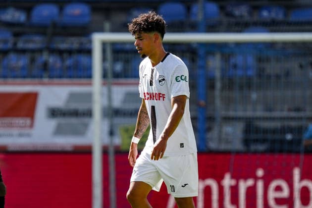 Deutschland: Fussball Saison 2026 2027 , 3. Liga , 4. Spieltag , SV Waldhof Mannheim 07 vs. SC Verl - Carl-Benz-Stadion (Mannheim) : AndrÃ Leipold Andre Leipold (SC Verl, 20) Mimik, Gesichtsausdruck, Emotion Mannheim Carl-Benz-Stadion Deutschland Germany Copyright: xBennetxLongx