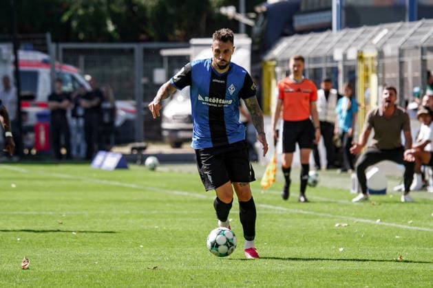 Deutschland: Fussball Saison 2026 2027 , 3. Liga , 4. Spieltag , SV Waldhof Mannheim 07 vs. SC Verl - Carl-Benz-Stadion (Mannheim) : Goncalo Gregorio Goncalo Gregorio (SV Waldhof Mannheim, 9) am Ball, im Ballbesitz Mannheim Carl-Benz-Stadion Deutschland Germany Copyright: xBennetxLongx