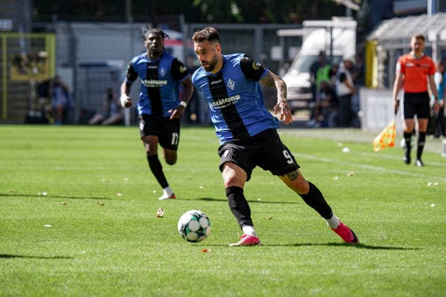 Deutschland: Fussball Saison 2026 2027 , 3. Liga , 4. Spieltag , SV Waldhof Mannheim 07 vs. SC Verl - Carl-Benz-Stadion (Mannheim) : Goncalo Gregorio Goncalo Gregorio (SV Waldhof Mannheim, 9) am Ball, im Ballbesitz Mannheim Carl-Benz-Stadion Deutschland Germany Copyright: xBennetxLongx