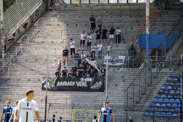 Deutschland: Fussball Saison 2026 2027 , 3. Liga , 4. Spieltag , SV Waldhof Mannheim 07 vs. SC Verl - Carl-Benz-Stadion (Mannheim) : Zuschauer, Stadion, Fans, Tribüne Mannheim Carl-Benz-Stadion Deutschland Germany Copyright: xBennetxLongx