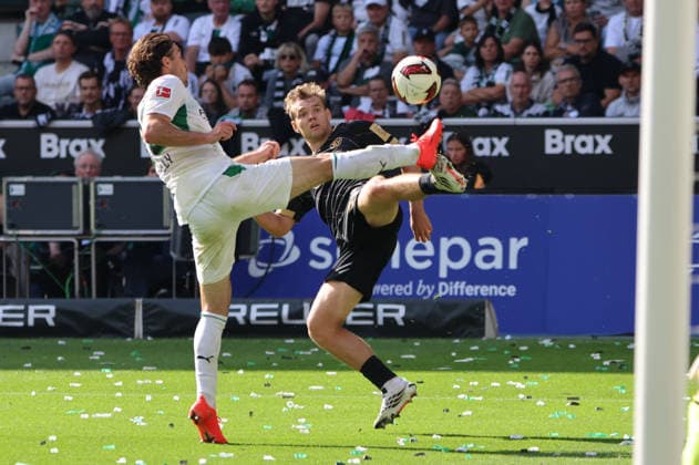 05.09.2026, Fussball, Herren, 1. Bundesliga, Saison 2026 2027, Borussia Mönchengladbach - SV 07 Elversberg, Lasse Günther (SV 07 Elversberg), Joe Scally (Borussia Mönchengladbach) Mönchengladbach Ista-Borussia-Park Nordrhein-Westfalen Deutschland (DEU) *** September 5, 2026, Soccer, Men s, 1st Bundesliga, 2026–2027 season, Borussia Mönchengladbach vs. SV 07 Elversberg, Lasse Günther (SV 07 Elversberg), Joe Scally (Borussia Mönchengladbach), Mönchengladbach, Borussia Park, North Rhine-Westphalia, Germany, DEU Copyright: xSebastianxBachx