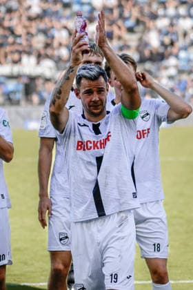 05.09.2026, xhettx, Fussball 3.Liga, SV Waldhof Mannheim - SC Verl v.l. Jubel nach Abpfiff bei Verl
