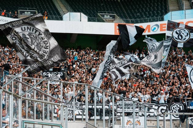 Deutschland: Fußball 1. Bundesliga Männer 2026 - 2027, 2. Spieltag - VfL Borussia Mönchengladbach vs SV Elversberg (ista Borussia Park): Gästefans, Auswärts, *** Germany Men s Soccer Bundesliga 1 2026–2027, Matchday 2: VfL Borussia Mönchengladbach vs. SV Elversberg at Borussia Park; visiting fans, away game, Copyright: xThiemoxRudolphx