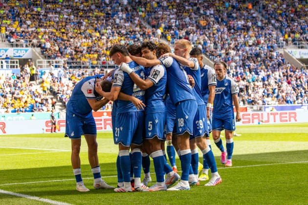 05.09.26 TSG Hoffenheim - Borussia Dortmund Deutschland, Sinsheim, 05.09.2026, Fussball, Bundesliga, Saison 2026 2027, TSG Hoffenheim - Borussia Dortmund: Leon Avdullahu (TSG Hoffenheim); Jubel Tor 1:0 Avdullahu. *** 05 09 26 TSG Hoffenheim Borussia Dortmund Germany, Sinsheim, 05 09 2026, Soccer, Bundesliga, 2026–2027 season, TSG Hoffenheim vs. Borussia Dortmund: Leon Avdullahu (TSG Hoffenheim) celebrates the goal (1–0) by Avdullahu