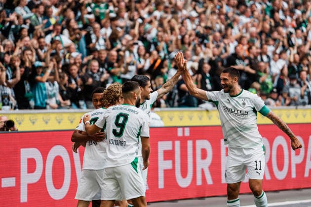 Deutschland: Fußball 1. Bundesliga Männer 2026 - 2027, 2. Spieltag - VfL Borussia Mönchengladbach vs SV Elversberg (ista Borussia Park): Jubel, Tor, Führung, Treffer, Freude, feiern, Emotionen, 1 zu 0 von Hugo Bolin (Borussia Mönchengladbach, 38) *** Germany Soccer 1st Bundesliga Men 2026–2027, Matchday 2: VfL Borussia Mönchengladbach vs. SV Elversberg at Borussia Park—Jubilation, Goal, Lead, Score, Joy, Celebration, Emotions, 1–0 by Hugo Bolin for Borussia Mönchengladbach, 38 Copyright: xThiemoxRudolphx