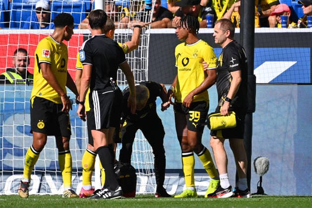 Filippo MANE (Borussia Dortmund),Verletzung, verletzt. Fussball 1. Bundesliga Saison 2026 2027, 2.Spieltag, Spieltag02,, TSG 1899 Hoffenheim - Borussia Dortmund am 05.09.2026 , SNP ARENA *** Filippo MANE, Borussia Dortmund, injury, injured; Soccer, Bundesliga, 2026–2027 season, Matchday 2, Matchday 02, TSG 1899 Hoffenheim vs. Borussia Dortmund on September 5, 2026, SNP ARENA