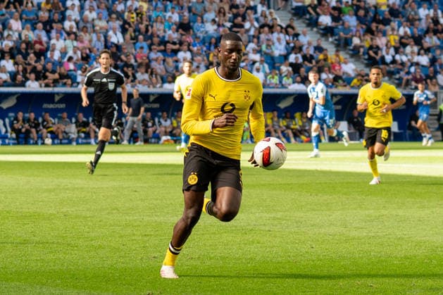 1. Bundesliga: TSG Hoffenheim vs Borussia Dortmund, 05.09.2026 Am Ball Serhou Guirassy (Borussia Dortmund, 9) 1. Bundesliga: TSG Hoffenheim vs Borussia Dortmund, SNP Arena, 05.09.2026 DFB DFL REGULATIONS PROHIBIT ANY USE OF PHOTOGRAPHS AS IMAGE SEQUENCES AND OR QUASI-VIDEO. *** September 5, 2026, Bundesliga Match: TSG Hoffenheim vs. Borussia Dortmund. Serhou Guirassy (Borussia Dortmund) in possession. September 9, 2026, Bundesliga Match: TSG Hoffenheim vs. Borussia Dortmund, SNP Arena, September 5, 2026 DFB and DFL regulations prohibit any use of photographs as image sequences and or quasi-video. Copyright: xBEAUTIFULxSPORTS Hillx