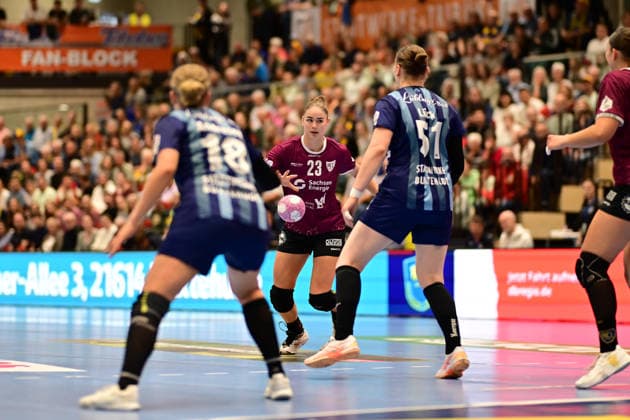 Handball I Frauen I Saison 2026-2027 I Bundesliga I 2. Spieltag I Buxtehuder SV - HC Leipzig I 05.09.2026 Marlene Tucholke (23, HC Leipzig) am Ball Buxtehude Halle Nord (Neu) Niedersachsen Deutschland Copyright: xLobeca FelixxWeißbergx