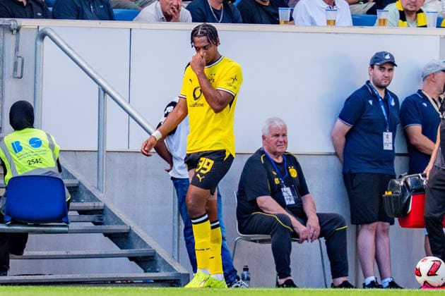 1. Bundesliga, 2. Spieltag, TSG 1899 Hoffenheim vs. Borussia Dortmund am 05.09.2026 Filippo Mane mit einer Verletzung und Auswechselung verletzt sich WICHTIGER HINWEIS: Gemäß den Vorgaben der DFL und des DFB ist es untersagt, in dem Stadion und oder vom Spiel angefertigte Fotoaufnahmen in Form von Sequenzbildern und oder videoähnlichen Fotostrecken zu verwerten bzw. verwerten zu lassen. *** Bundesliga 1, Matchday 2, TSG 1899 Hoffenheim vs. Borussia Dortmund on September 5, 2026. Filippo Mane was injured and substituted. IMPORTANT NOTICE: In accordance with DFL and DFB regulations, it is prohibited to use or allow the use of photographs taken in the stadium and or during the game in the form of image sequences and or video-like photo galleries Copyright: xBahhoxKarax