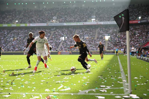 05.09.2026, xrekx, Fussball 1.Bundesliga, Borussia Moenchengladbach - SV Elversberg v.l. Joe Scally (Borussia Moenchengladbach) Cole Campbell (SV 07 Elversberg) (DFL DFB REGULATIONS PROHIBIT ANY USE OF PHOTOGRAPHS as IMAGE SEQUENCES and or QUASI-VIDEO) Moenchengladbach *** September 5, 2026, xrekx, Soccer, Bundesliga 1, Borussia Mönchengladbach vs. SV Elversberg: Joe Scally (Borussia Mönchengladbach) and Cole Campbell (SV 07 Elversberg). DFL and DFB regulations prohibit any use of photographs as image sequences and or quasi-video. Mönchengladbach