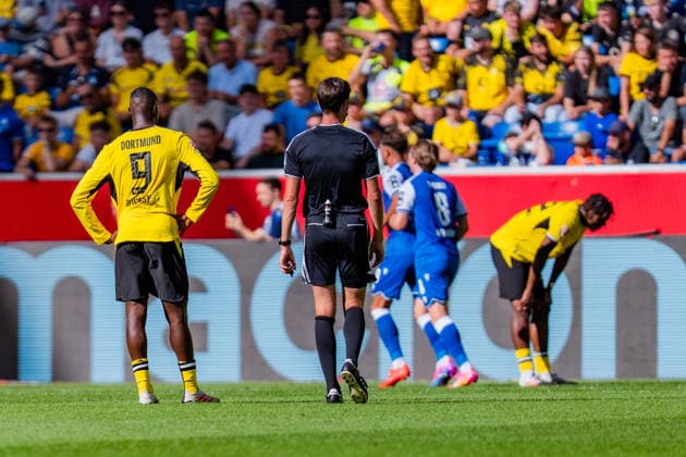 1. Bundesliga, 2. Spieltag, TSG 1899 Hoffenheim vs. Borussia Dortmund am 05.09.2026 Tor zum 1:0 durch Leon Avdullahu Serhou Guirassy WICHTIGER HINWEIS: Gemäß den Vorgaben der DFL und des DFB ist es untersagt, in dem Stadion und oder vom Spiel angefertigte Fotoaufnahmen in Form von Sequenzbildern und oder videoähnlichen Fotostrecken zu verwerten bzw. verwerten zu lassen. *** Bundesliga 1, Matchday 2, TSG 1899 Hoffenheim vs. Borussia Dortmund on September 5, 2026. Goal to make it 1–0 by Leon Avdullahu and Serhou Guirassy. IMPORTANT NOTICE: In accordance with DFL and DFB regulations, it is prohibited to use or allow the use of photographs taken in the stadium and or during the game in the form of sequential images and or video-like photo series Copyright: xBahhoxKarax