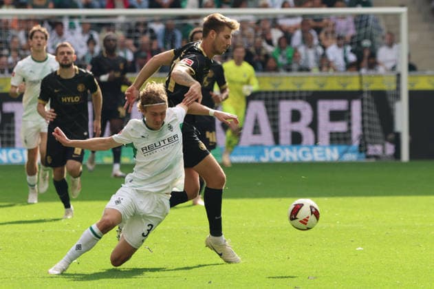 05.09.2026, Fussball, Herren, 1. Bundesliga, Saison 2026 2027, Borussia Mönchengladbach - SV 07 Elversberg, Hugo Bolin (Borussia Mönchengladbach), Maximilian Rohr (SV 07 Elversberg) Mönchengladbach Ista-Borussia-Park Nordrhein-Westfalen Deutschland (DEU) *** September 5, 2026, Soccer, Men s, 1st Bundesliga, 2026–2027 season, Borussia Mönchengladbach vs. SV 07 Elversberg, Hugo Bolin (Borussia Mönchengladbach), Maximilian Rohr (SV 07 Elversberg), Mönchengladbach, Borussia Park, North Rhine-Westphalia, Germany, DEU Copyright: xSebastianxBachx
