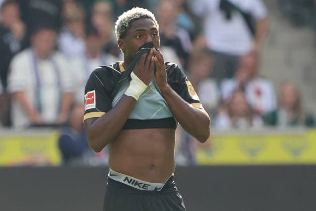 05.09.2026, Fussball, Herren, 1. Bundesliga, Saison 2026 2027, Borussia Mönchengladbach - SV 07 Elversberg, David Mokwa (SV 07 Elversberg) enttäuscht Mönchengladbach Ista-Borussia-Park Nordrhein-Westfalen Deutschland (DEU) *** September 5, 2026, Soccer, Men s, 1. Bundesliga, 2026–2027 season, Borussia Mönchengladbach vs. SV 07 Elversberg, David Mokwa SV 07 Elversberg disappoints Mönchengladbach at Borussia Park, North Rhine-Westphalia, Germany (DEU) Copyright: xSebastianxBachx