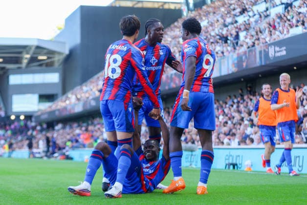 Fulham v Crystal Palace English Premier League, Craven Cottage, London, 05 09 2026 Tyrick Mitchell (3) of Crystal Palace celebrates scoring Crystal Palace s first goal during the Premier League away game at Fulham London Craven Cottage London GBR, UK NEWSPAPERS OUT Copyright: xMarkxGreenwoodx