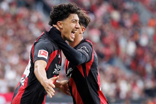 LEVERKUSEN, GERMANY - SEPTEMBER 5, 2026: Ibrahim Maza (Bayer 04 Leverkusen, 30) celebrates his goal—making it 4–0 together with his teammates during the German Bundesliga match on gameday 2 between Bayer 04 Leverkusen vs. 1. FC Union Berlin at BayArena on September 5, 2026 in Leverkusen, Germany. DFL REGULATIONS PROHIBIT ANY USE OF PHOTOGRAPHS AS IMAGE SEQUENCES AND OR QUASI-VIDEO. Northrhine-Westphalia Germany Copyright: xAxelxKohringx