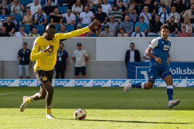 1. Bundesliga: TSG Hoffenheim vs Borussia Dortmund, 05.09.2026 Tor durch Serhou Guirassy (Borussia Dortmund, 9) zum 2:1 für Borussia Dortmund 1. Bundesliga: TSG Hoffenheim vs Borussia Dortmund, SNP Arena, 05.09.2026 DFB DFL REGULATIONS PROHIBIT ANY USE OF PHOTOGRAPHS AS IMAGE SEQUENCES AND OR QUASI-VIDEO. *** 1 Bundesliga: TSG Hoffenheim vs. Borussia Dortmund, September 5, 2026. Goal by Serhou Guirassy (Borussia Dortmund). Final score: 9–2 in favor of Borussia Dortmund. 1 Bundesliga: TSG Hoffenheim vs. Borussia Dortmund, SNP Arena, September 5, 2026 DFB and DFL regulations prohibit any use of photographs as image sequences and or quasi-video. Copyright: xBEAUTIFULxSPORTS Hillx