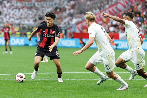 LEVERKUSEN, GERMANY - SEPTEMBER 5, 2026: Ibrahim Maza (Bayer 04 Leverkusen, 30) during the German Bundesliga match on gameday 2 between Bayer 04 Leverkusen vs. 1. FC Union Berlin at BayArena on September 5, 2026 in Leverkusen, Germany. DFL REGULATIONS PROHIBIT ANY USE OF PHOTOGRAPHS AS IMAGE SEQUENCES AND OR QUASI-VIDEO. Northrhine-Westphalia Germany Copyright: xAxelxKohringx